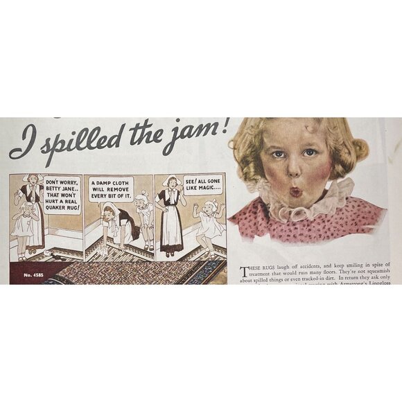 Armstrongs Quaker Rugs Cleaning Ease Vintage Print Ad 1936 Lancaster PA u - Picture 3 of 6
